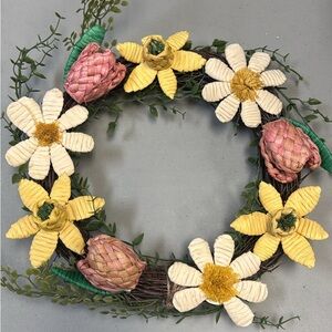 Target Wreath with Yellow and Pink Flowers